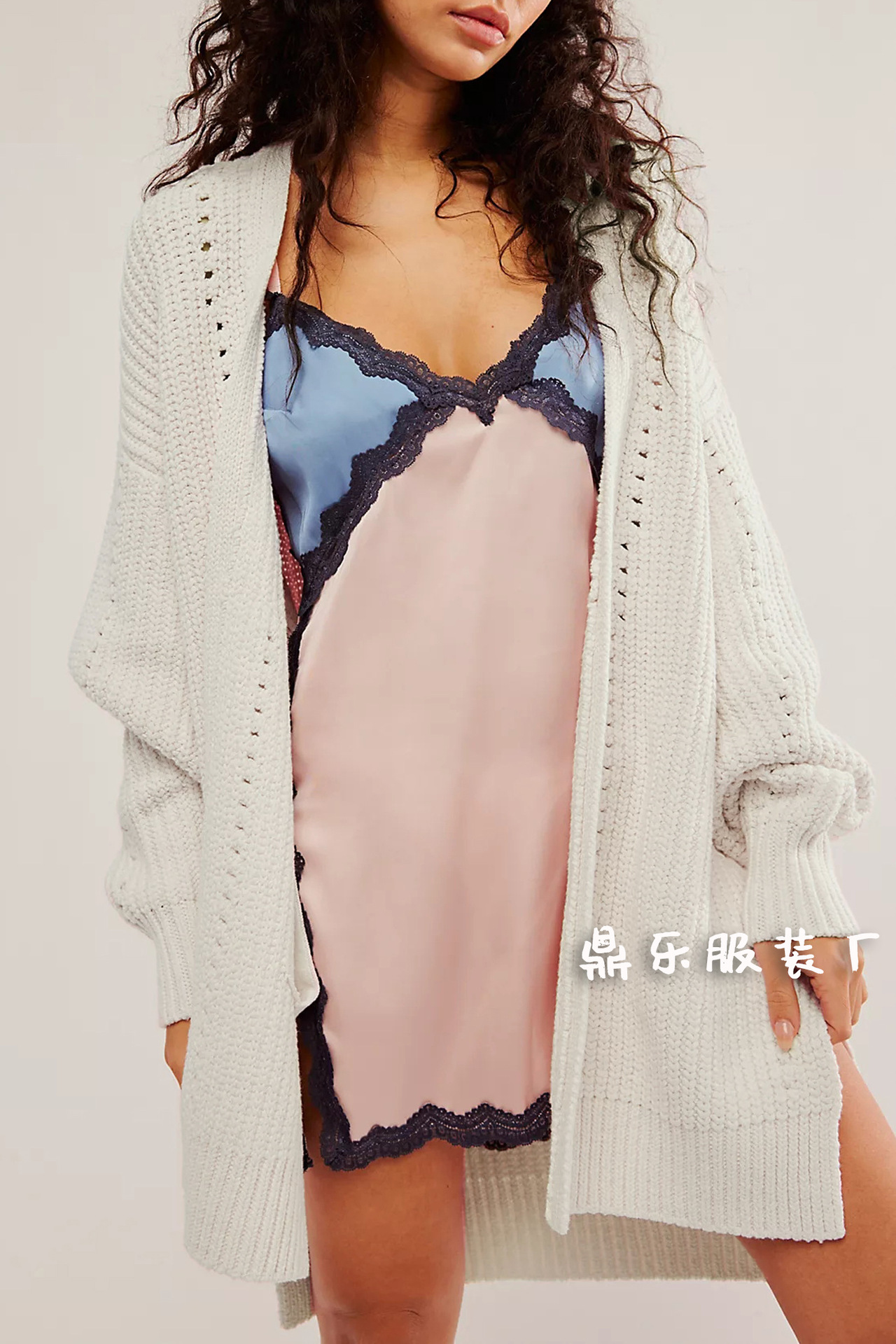 Women's Loose Knit Cardigan with Pockets Long Sleeve V-Neck