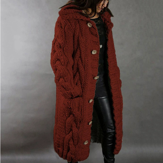 Women's Plus Size Open-Front Cardigan Sweater Long Knit Coat with Pockets