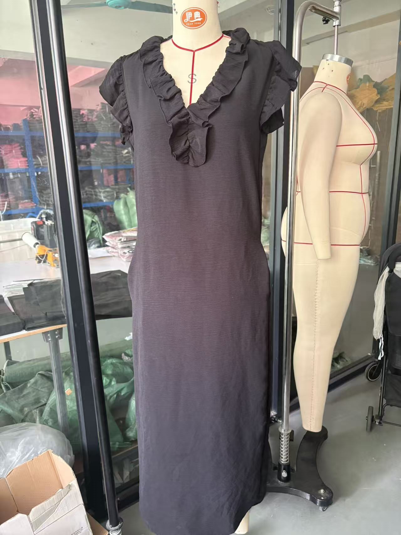 Bohemian Flutter Sleeve Maxi Dress Cotton Linen A-Line High Waist