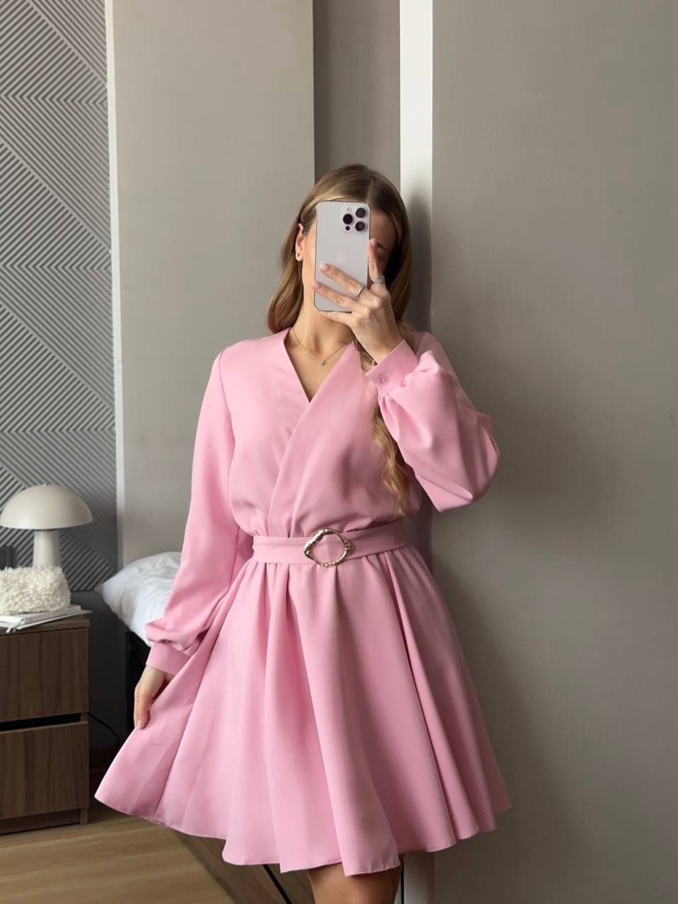 Women's V-Neck French Style Slim Fit Midi Dress