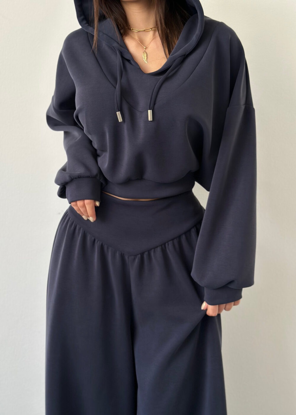 Women's V-Neck Hooded Long-Sleeve Sweatshirt & Pants Set Casual Two-Piece