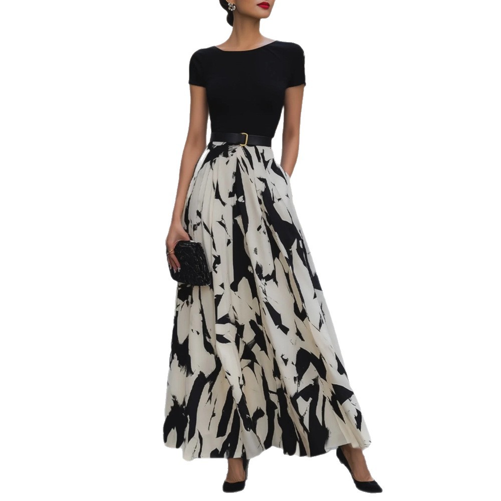 Women's Printed Patchwork Casual Dress