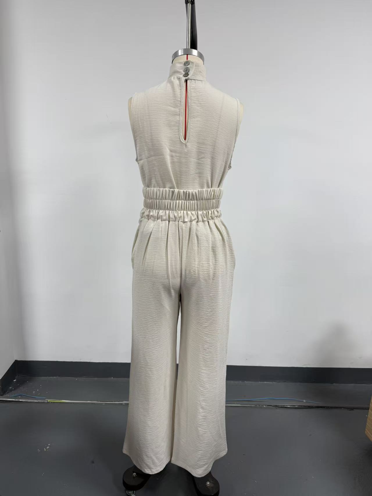 Cotton-Linen Sleeveless Top and Pants Casual Set