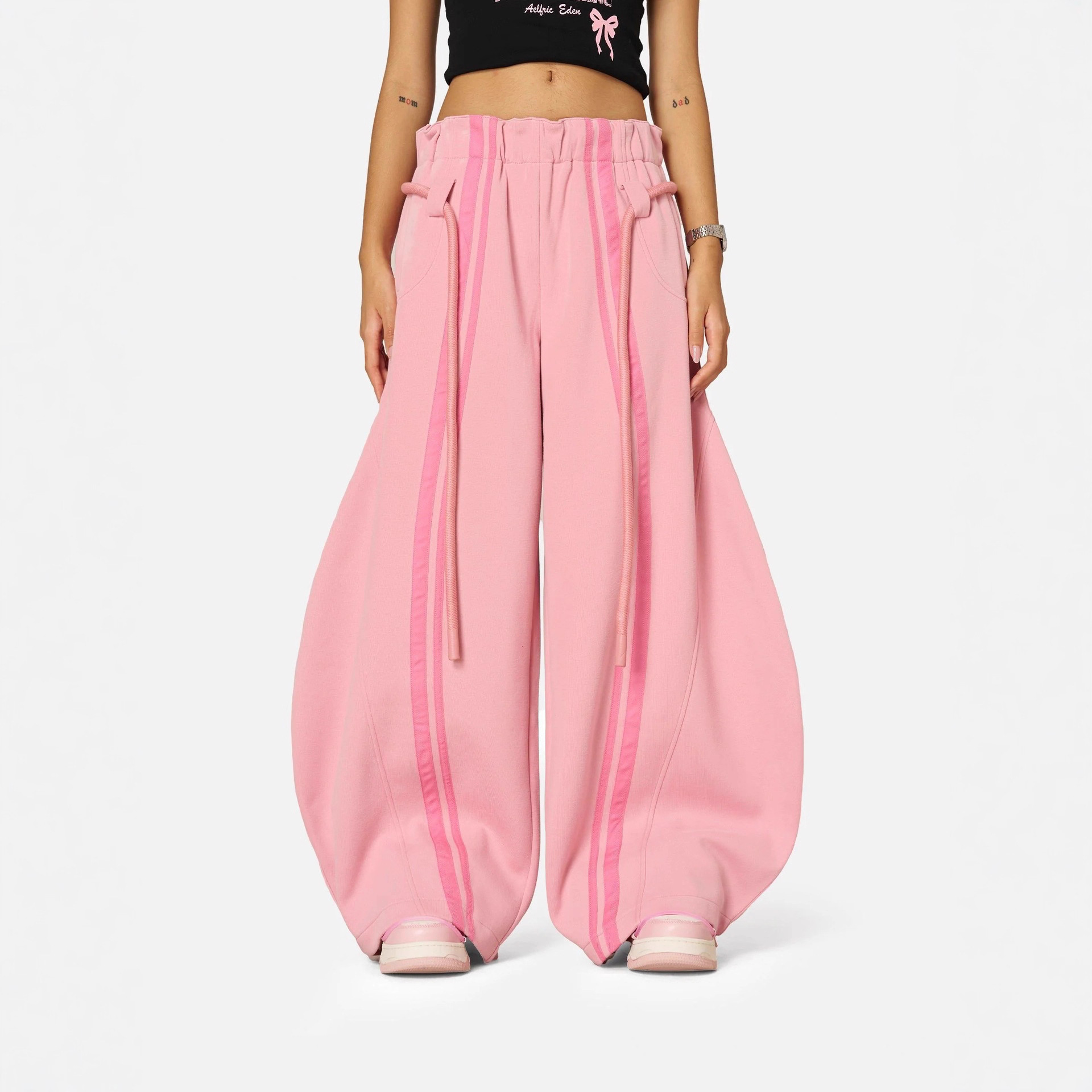 Women's Drawstring Wide-Leg Pants Casual Streetwear