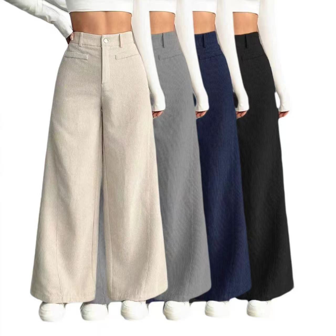 Corduroy High-Waist Wide-Leg Pants for Women