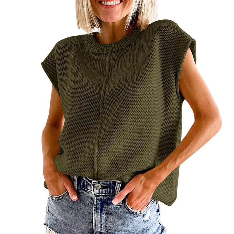 Women's Sleeveless Knit Vest Top Loose Casual Solid Color