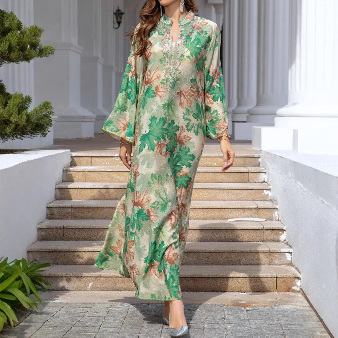 Floral Print Long Sleeve Maxi Dress