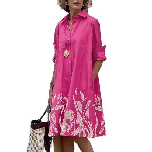 Women's Floral Print Lapel Collar Sheath Dress
