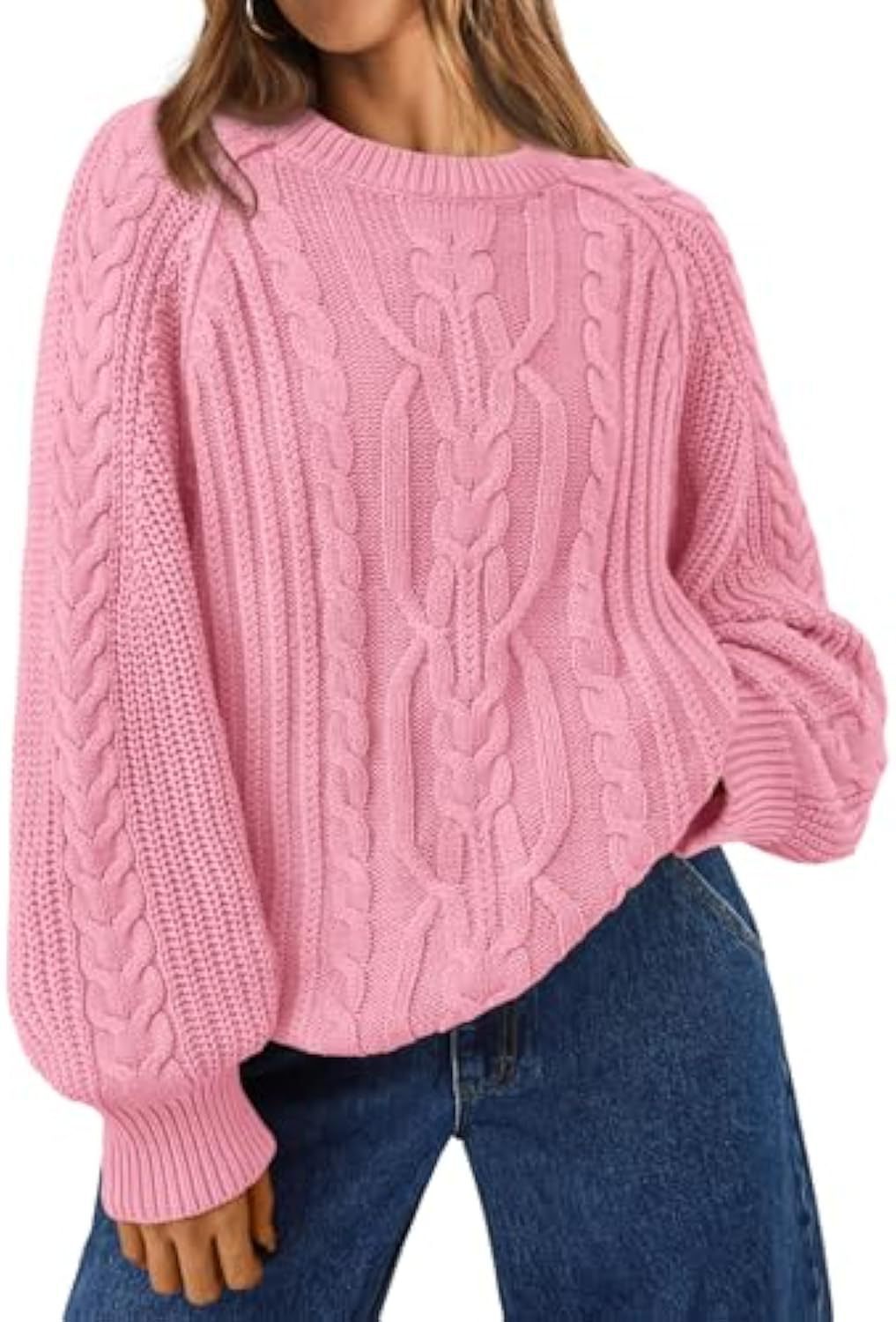 Women's Solid Color Crewneck Long Sleeve Sweater
