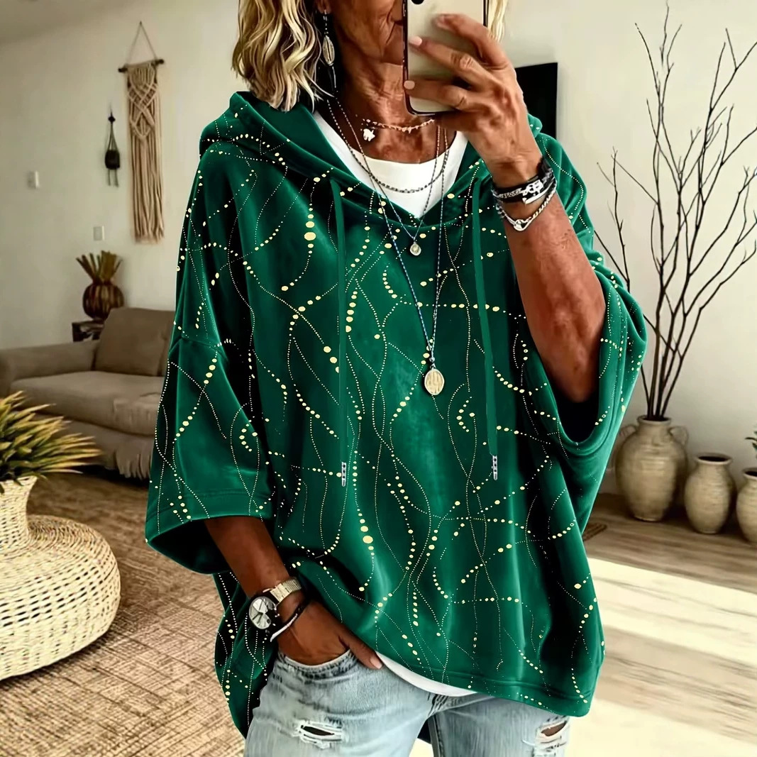Women's Polka Dot Line Print Casual Hoodie
