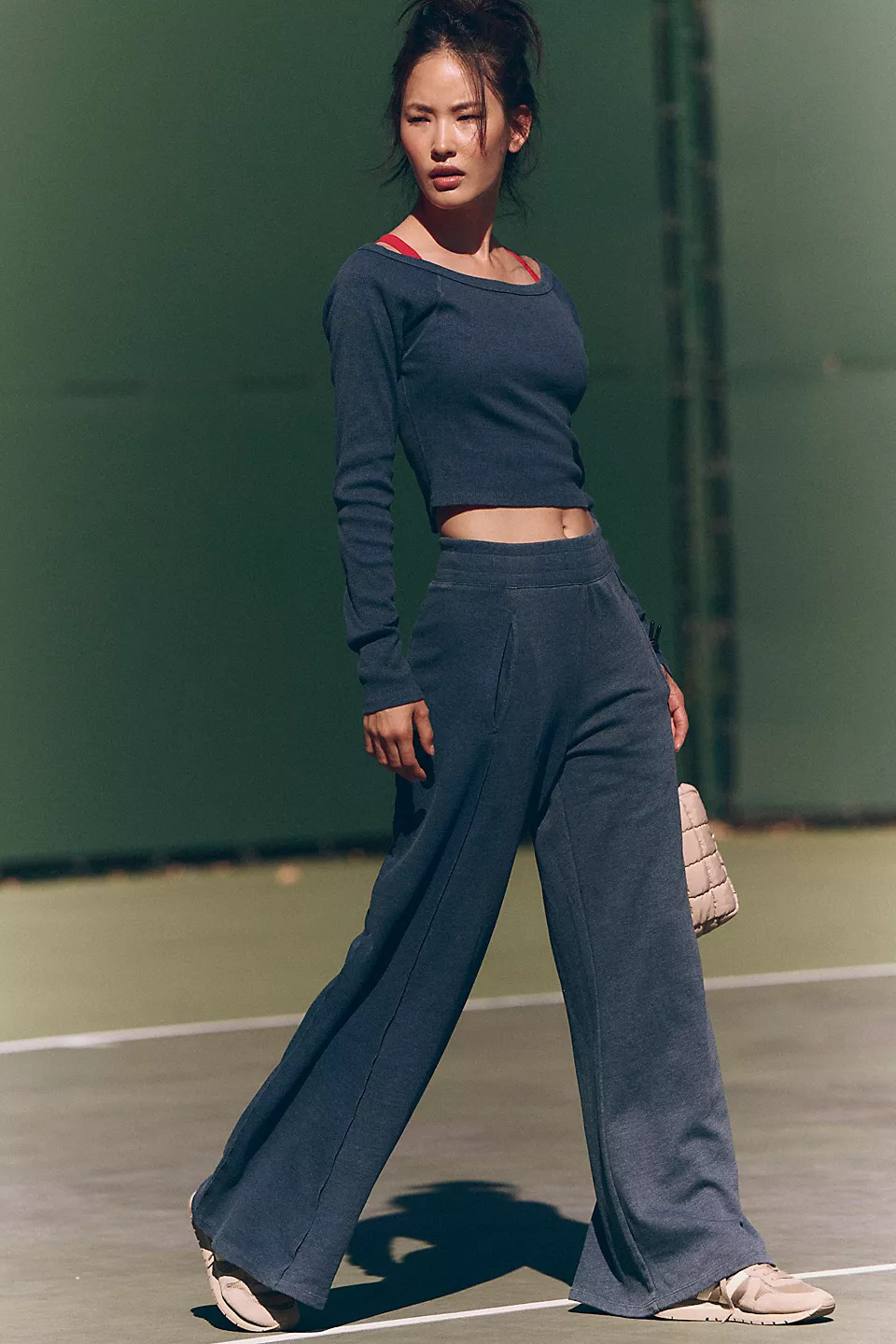 Women's Solid Color Casual Sweatshirt and Pants Two-Piece Set