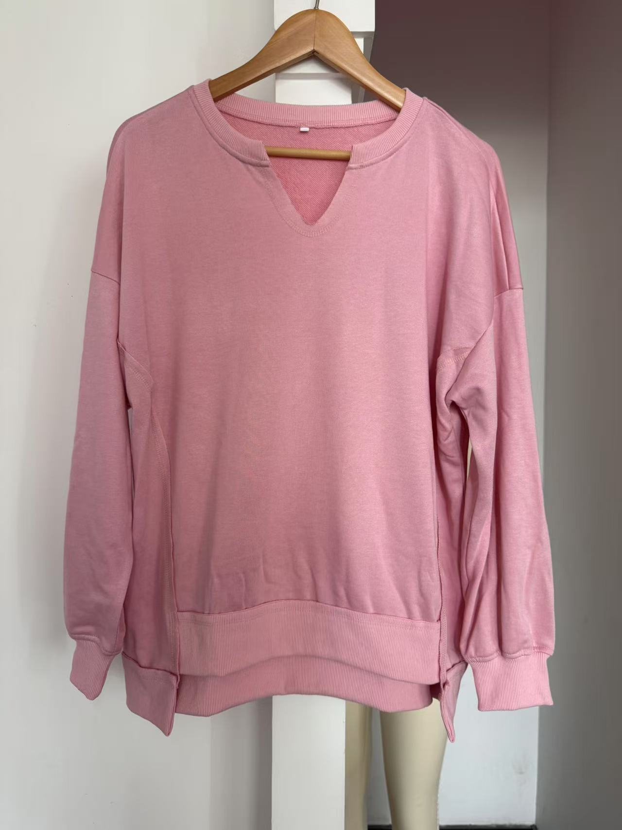 Colorful Striped V-Neck Loose Sweatshirt for Women