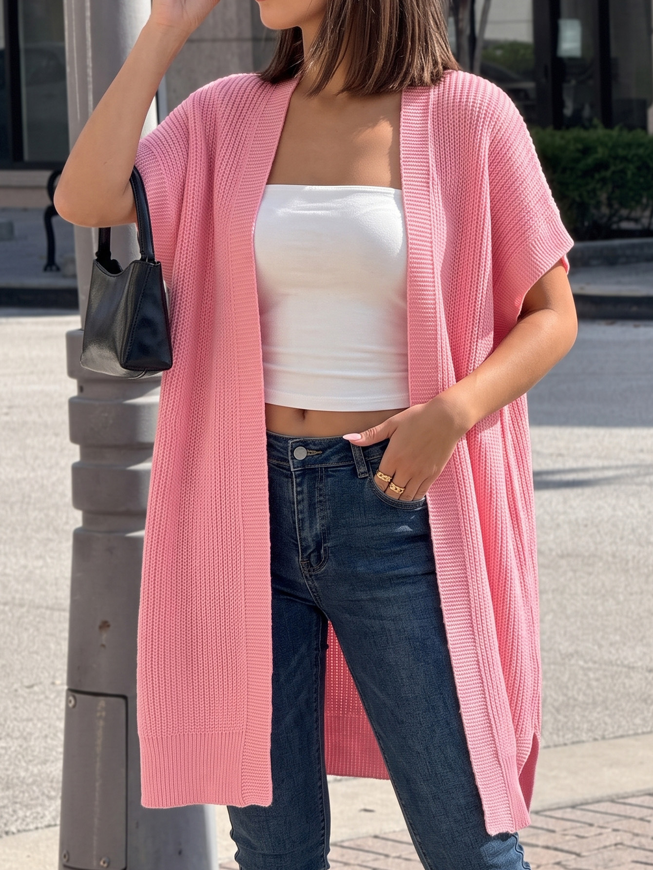 Women's Knit Cardigan Vest Sleeveless V-Neck Loose Fit