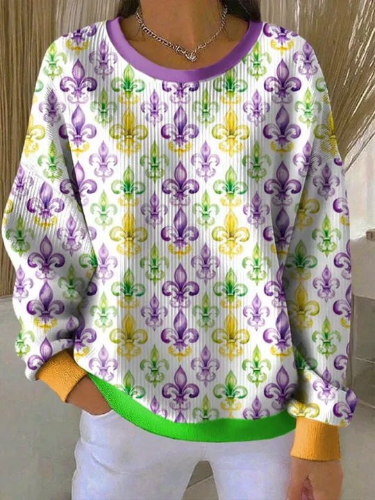 Iris Royal Print Women's Crewneck Sweatshirt