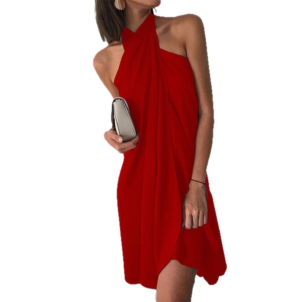 Sexy Halter Neck Loose Irregular Casual Beach Dress