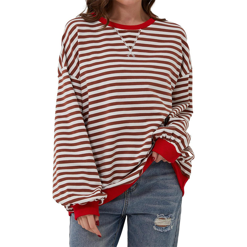 Striped Colorblock Casual T-Shirt Top