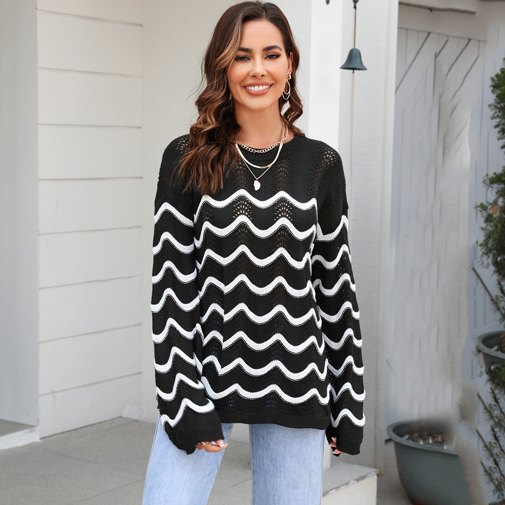 Women's Long Sleeve Cutout Knit Pullover Sweater