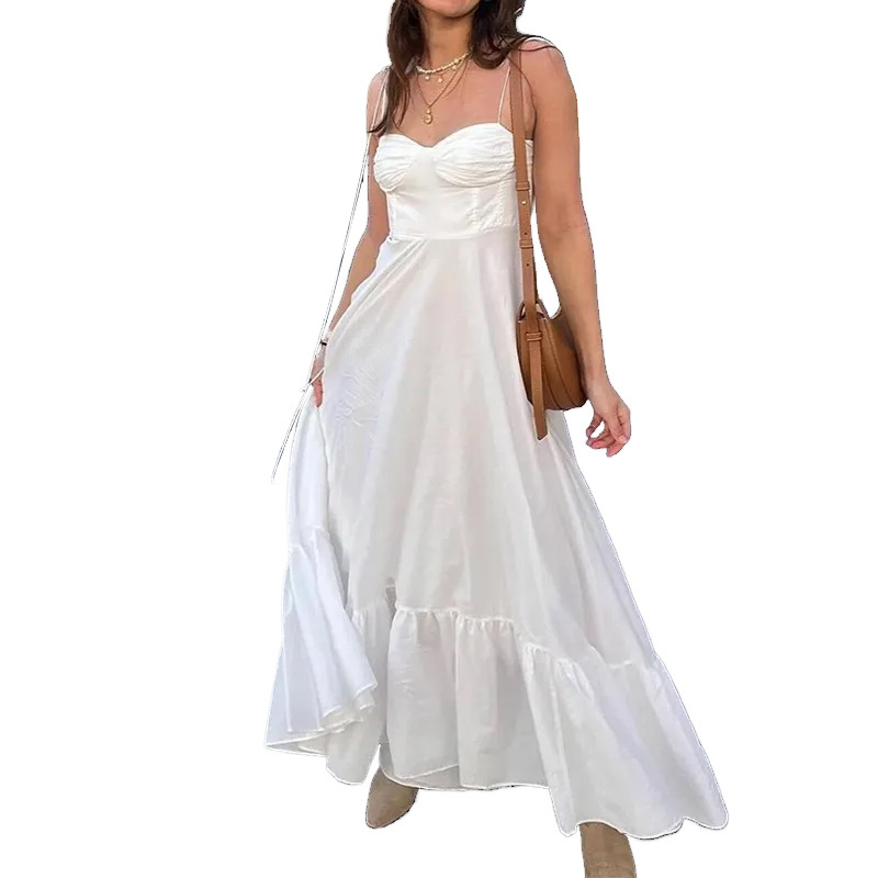 Women's Solid Color High-Waist Sleeveless Maxi Dress