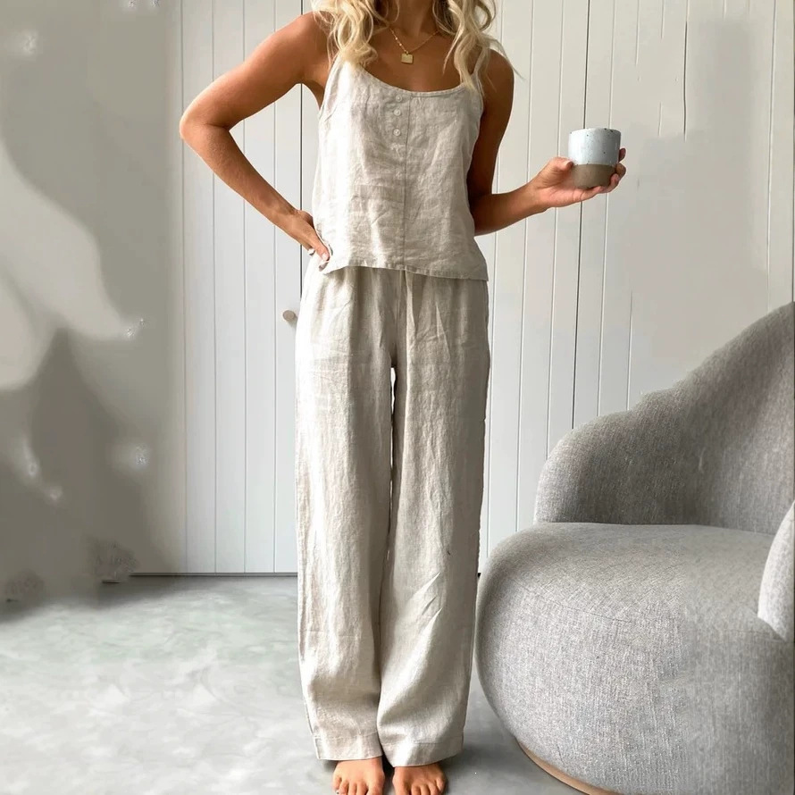 Women's Sleeveless Cami & Wide-Leg Pants Two-Piece Set