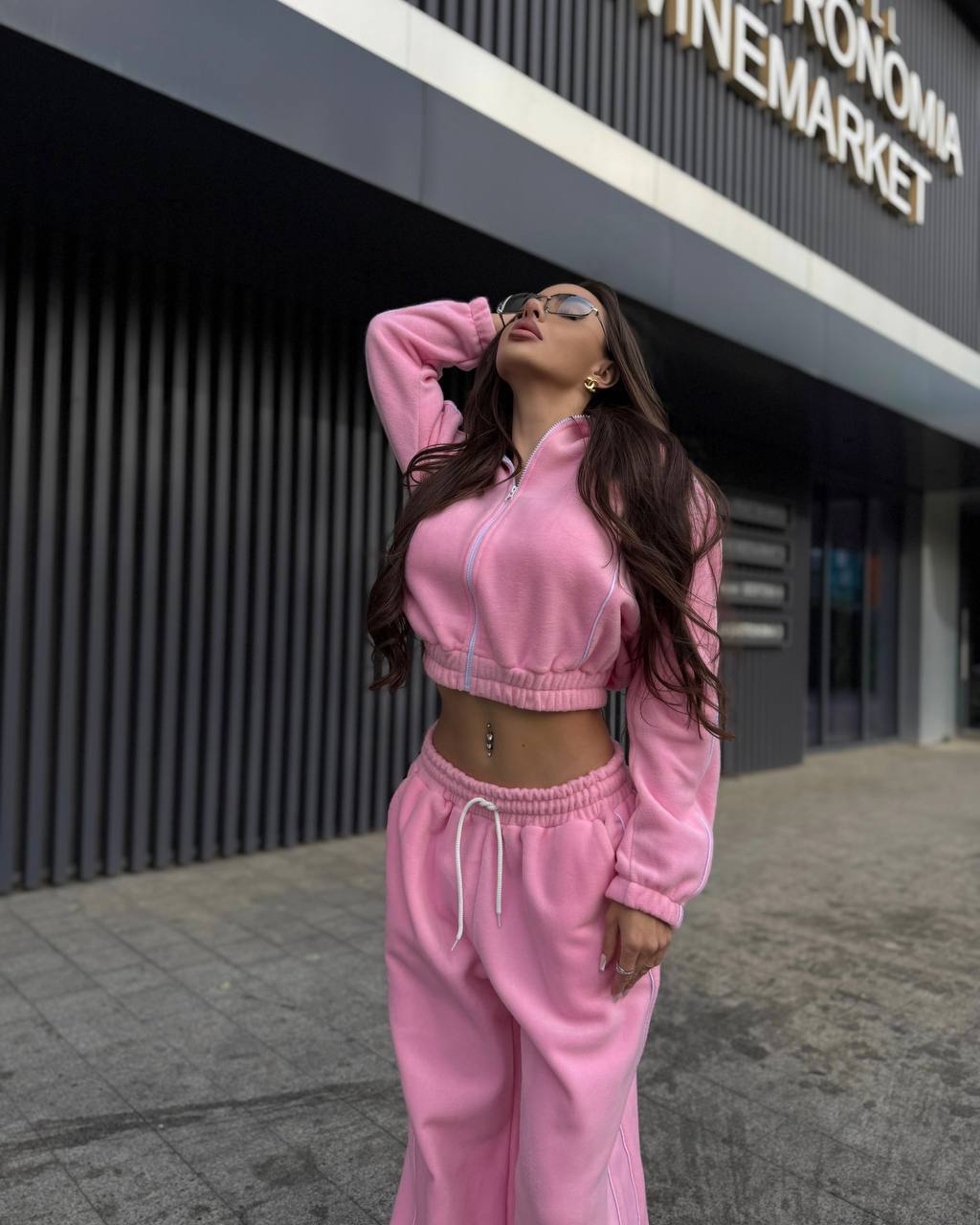 Women's Striped Fleece Pullover Hoodie and Drawstring Pants Set