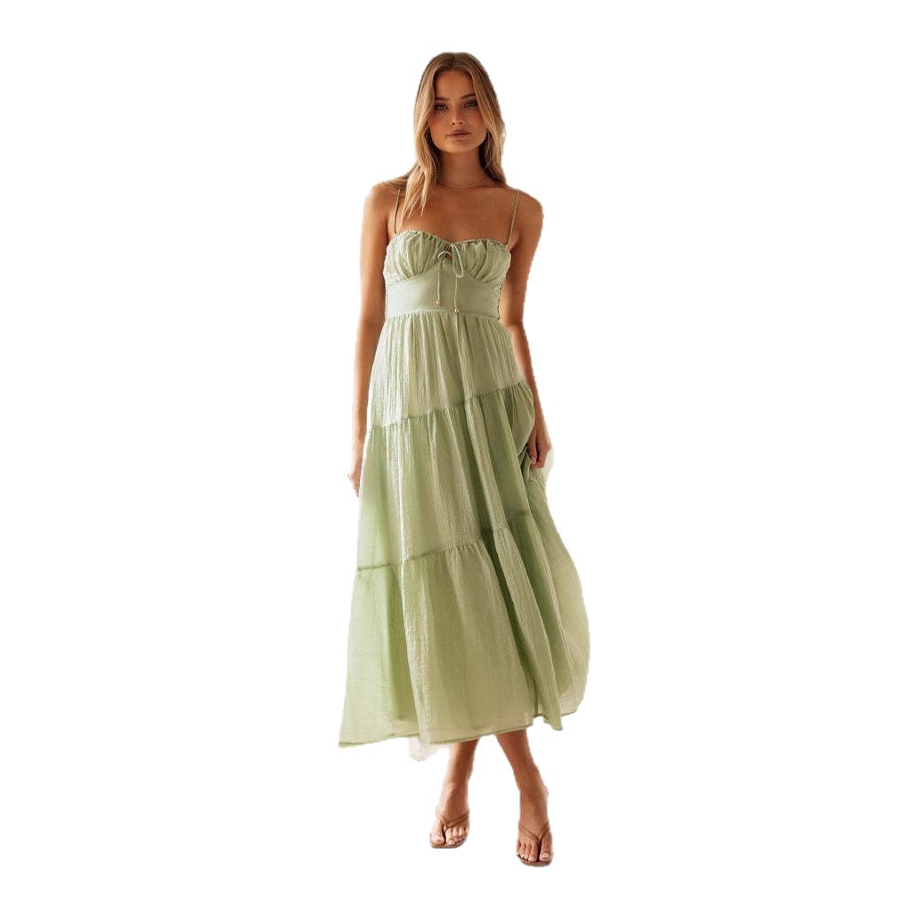 Women's Sleeveless Backless Chiffon Maxi Dress with Paneled Flared Skirt