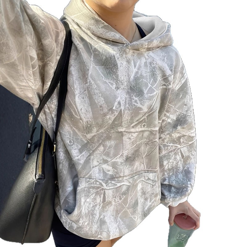 Women's Vintage Maple Leaf Branch Print Hoodie Long Sleeve 3D Sweatshirt