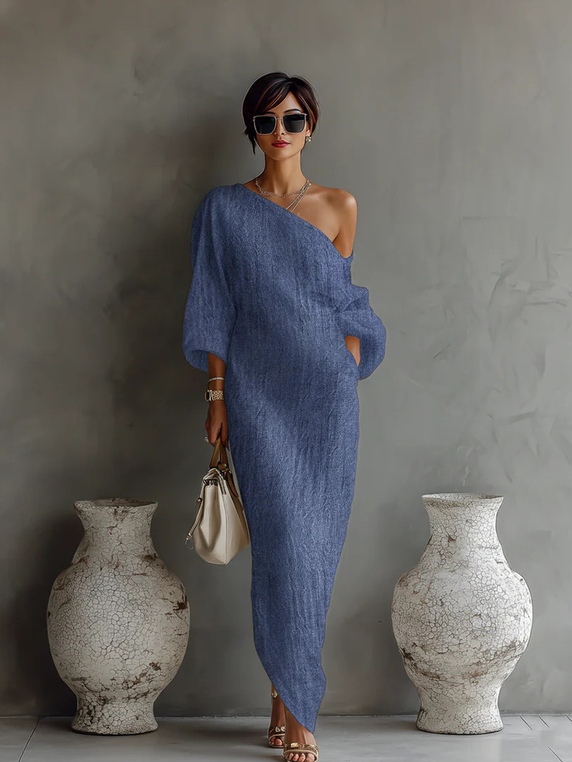 Women's Long Sleeve Off-Shoulder Midi Dress
