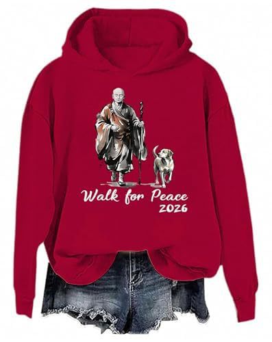 Women's Peace & Light Monk Print Casual Hoodie