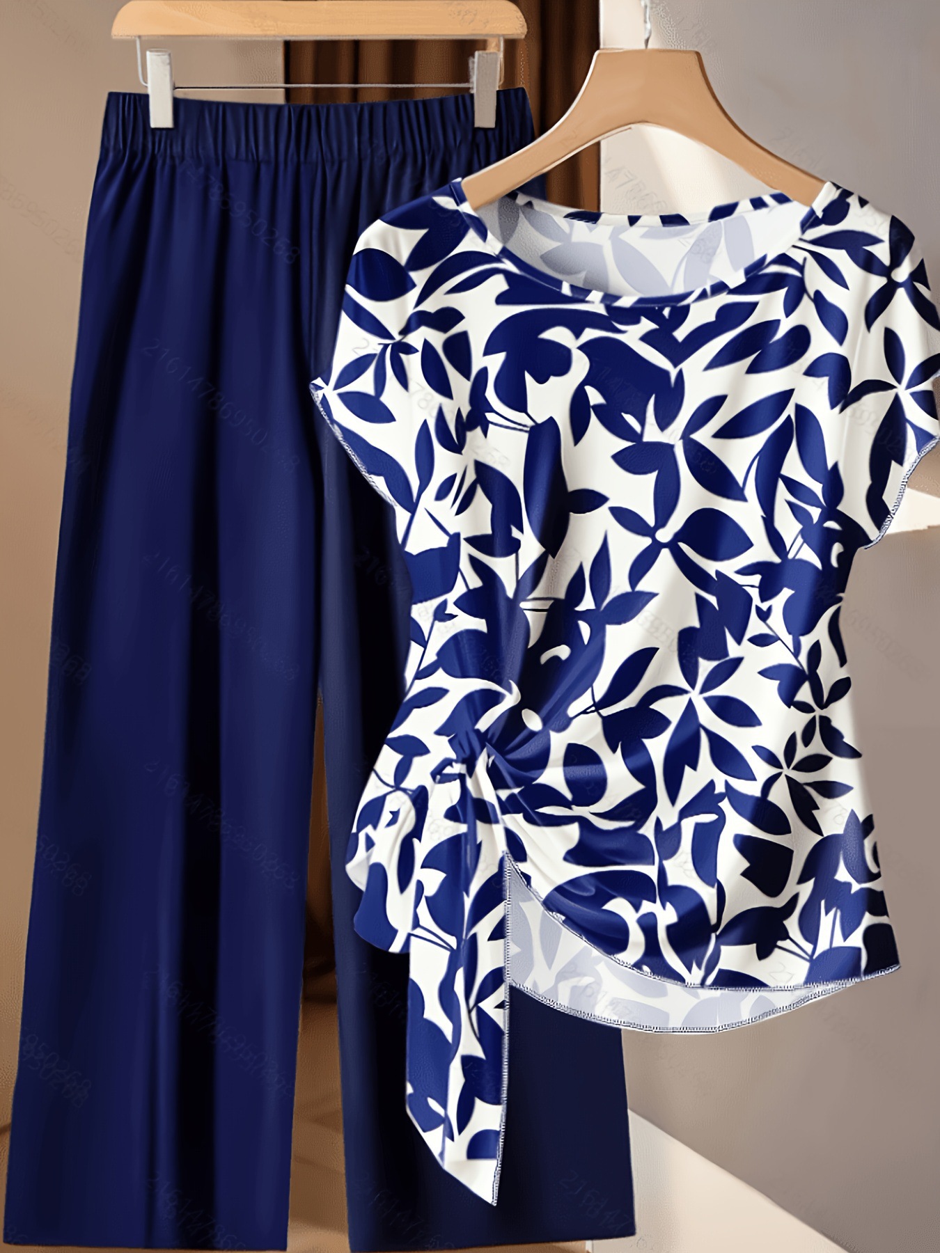 Floral Print Short Sleeve Top and Pants Set