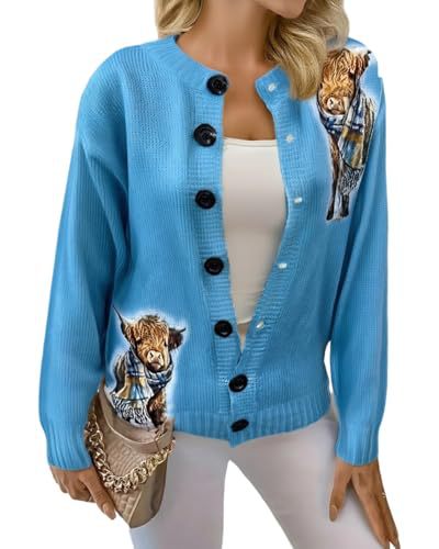 Women's Animal Boho Print Button Cardigan Sweater