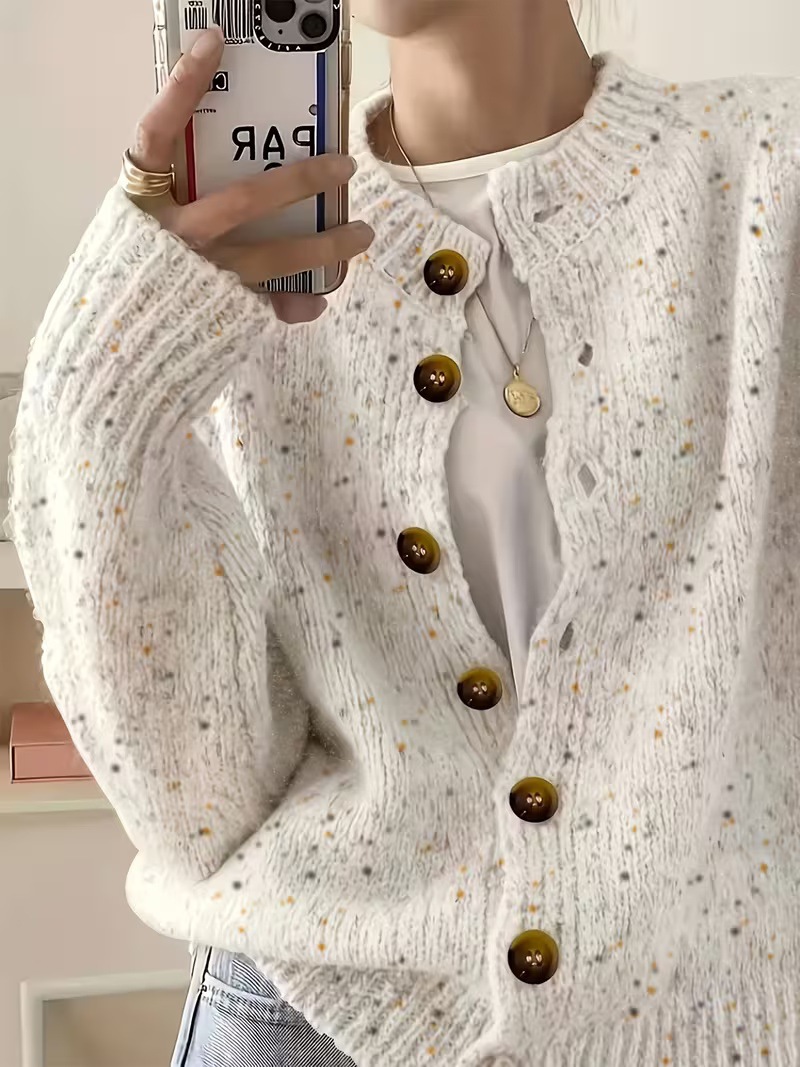 Women's Single-Breasted Knit Cardigan Short Sweater Jacket