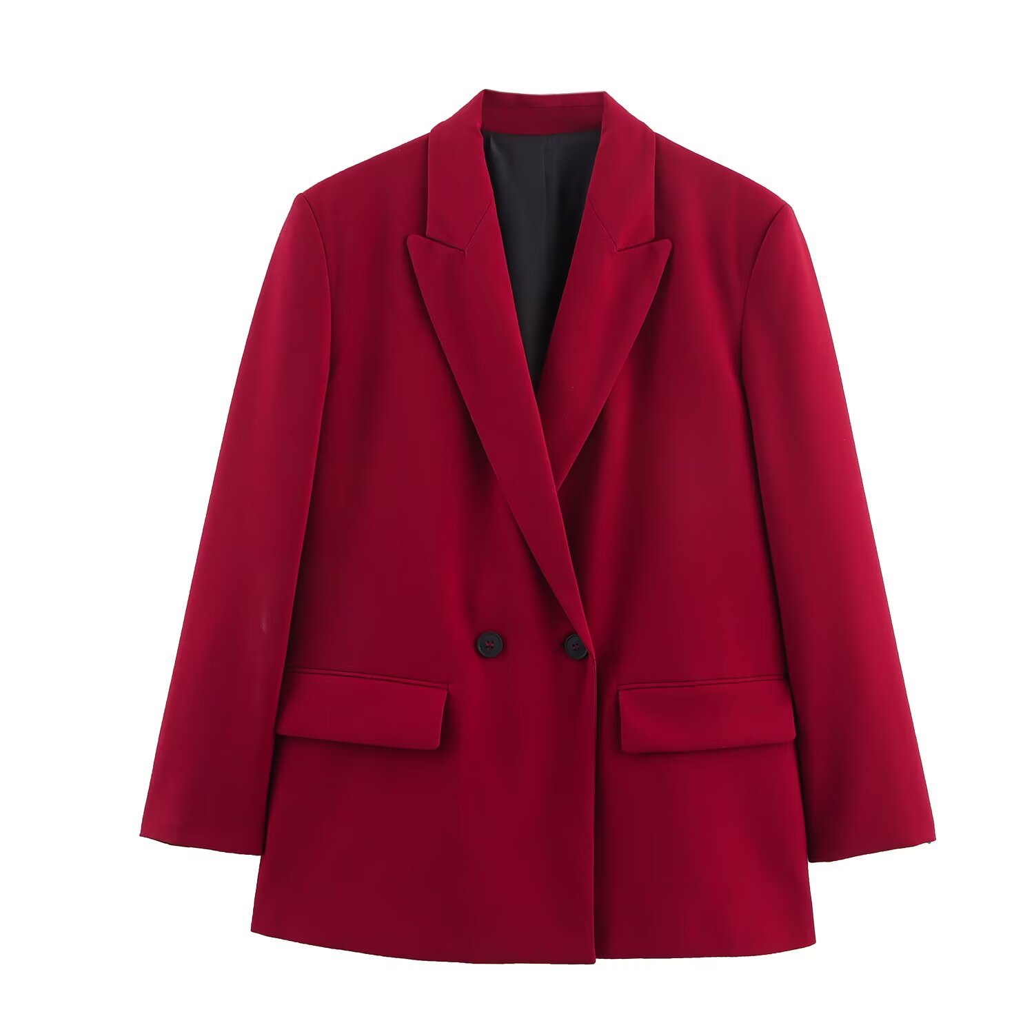Women's Solid Button-Up Jacket Slim Fit V-Neck Long Sleeve