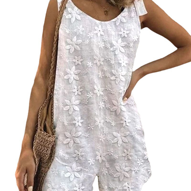 Women's Sleeveless Lace Bow Strap Romper