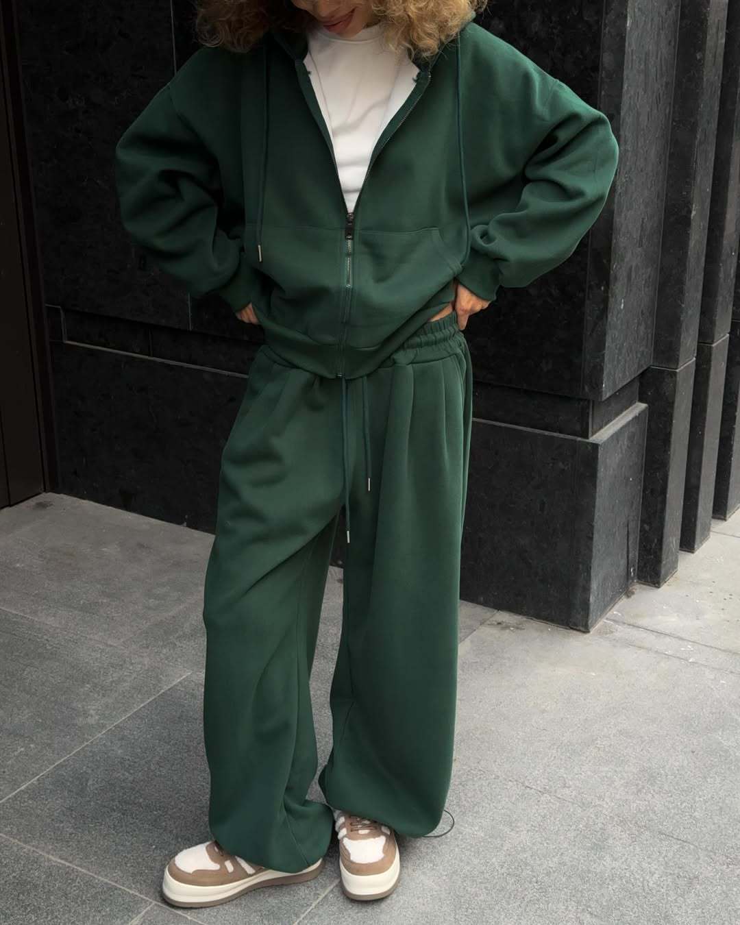 Women's Casual Long Sleeve Hooded Zip-Up Tracksuit Set with Pants