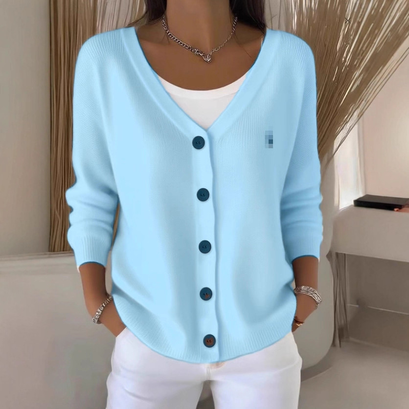 Women's Solid Knit Cardigan Sweater Coat V-Neck Loose Fit