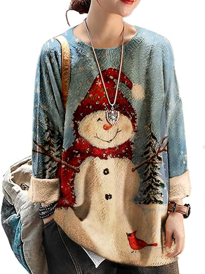 Women's Oversized Patterned Pullover Sweater Casual Loose Long Sleeve Knit Top
