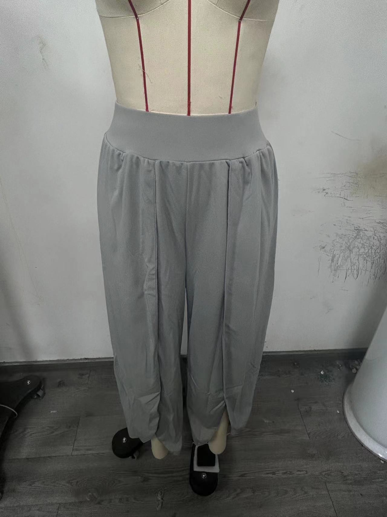 High-Waist Wide-Leg Yoga Pants with High Slit