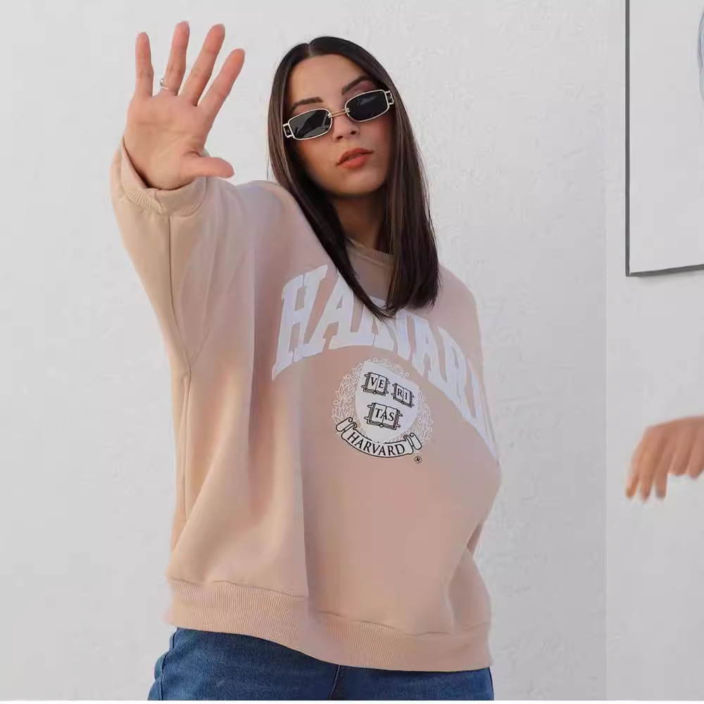 Women's Casual Printed Long-Sleeve Pullover Sweatshirt