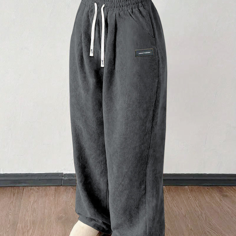 Women's Loose Drawstring Corduroy Pants with Pockets
