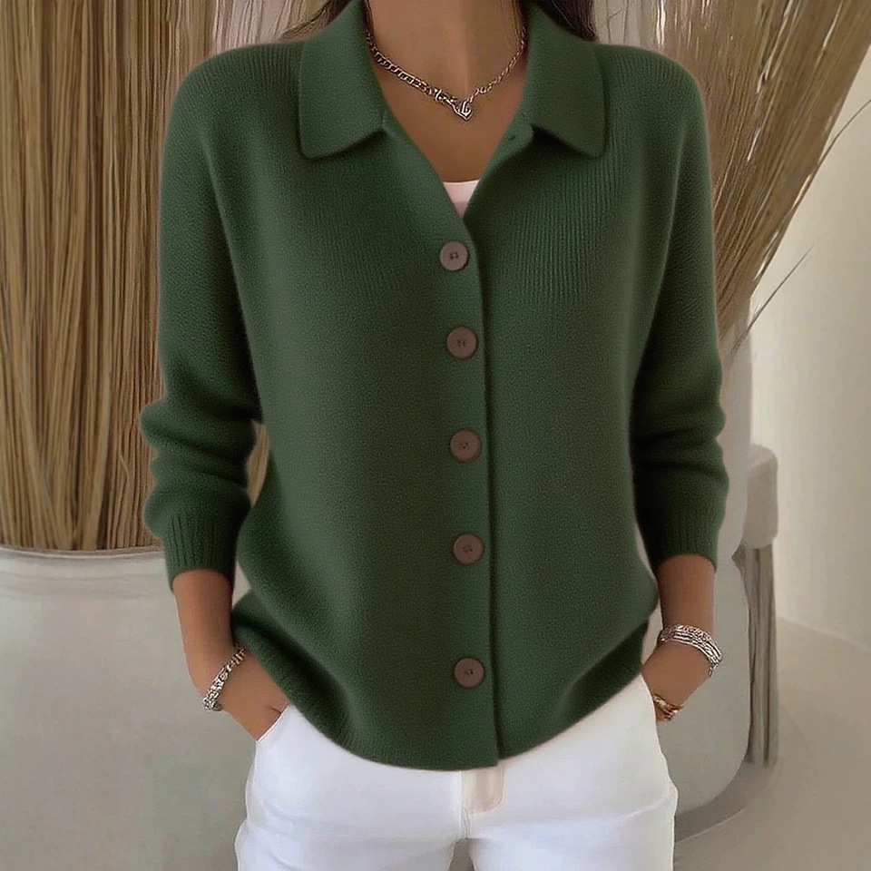 Women's Button-Front Knit Cardigan Sweater, Solid Color Casual