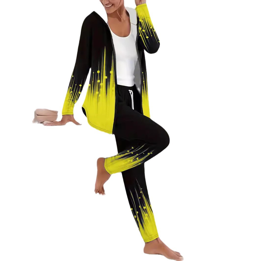 Women's 3D Digital Print Hooded Top and Pants Set Casual Streetwear