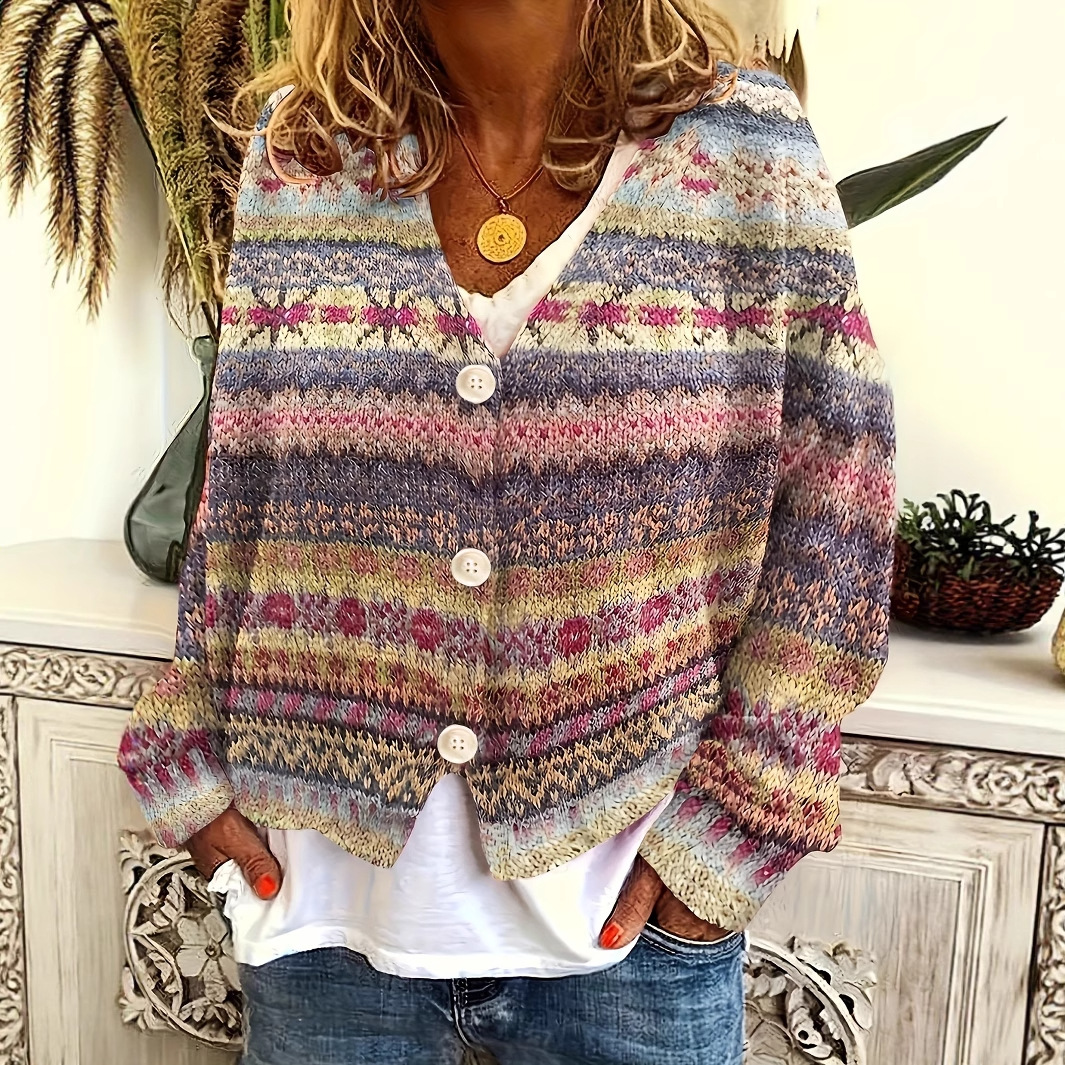 Digital Print Knit Cardigan Sweater