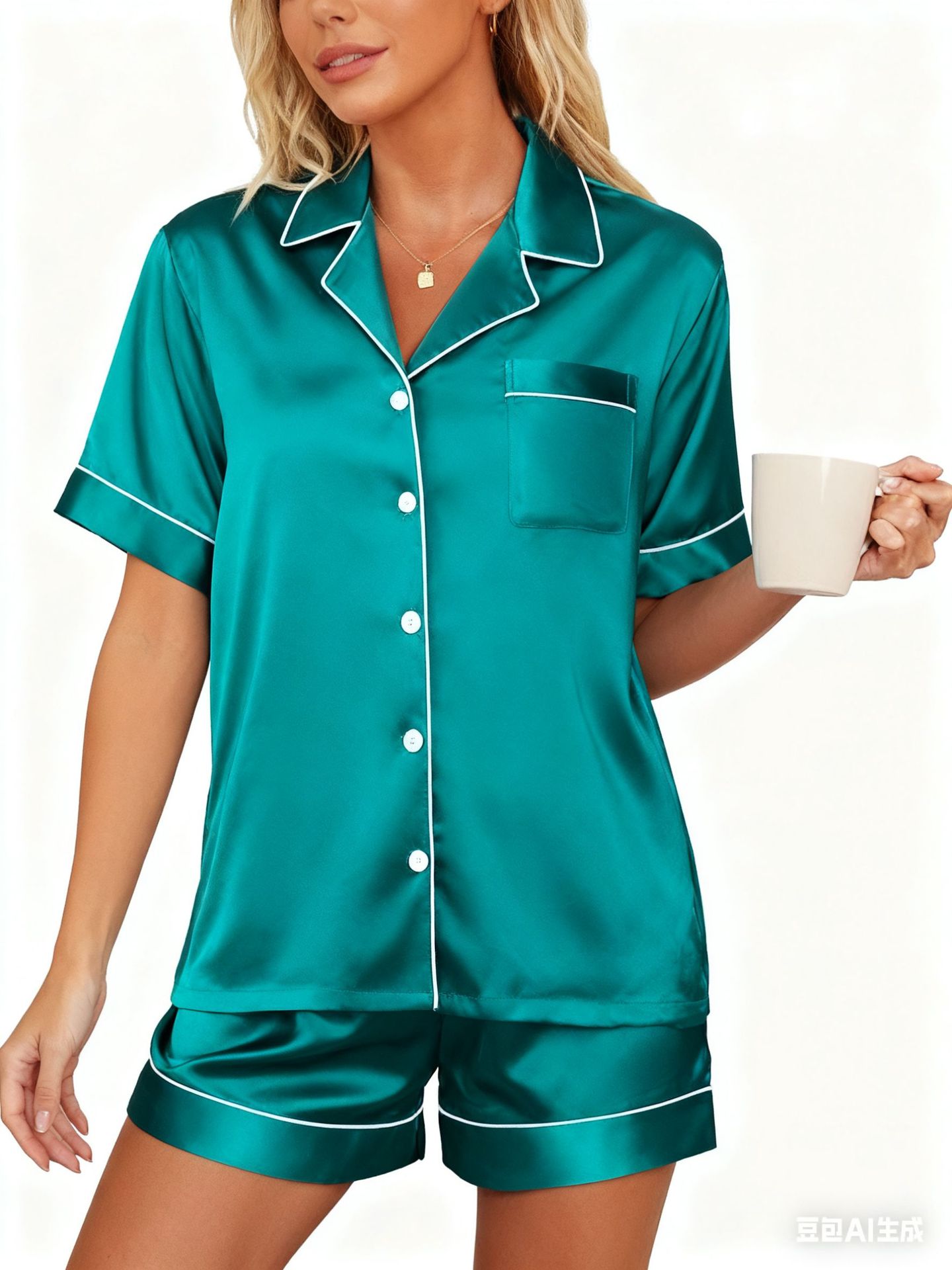 Women's Cuban Collar Floral Print Short Sleeve Shirt Set