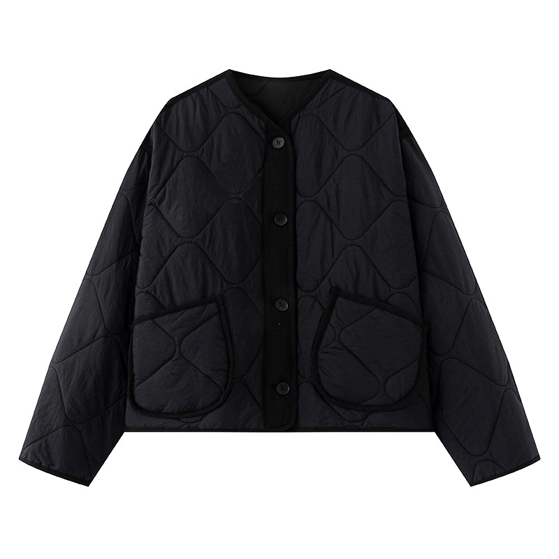 Women's Round Neck Button-Up Cotton Coat Casual