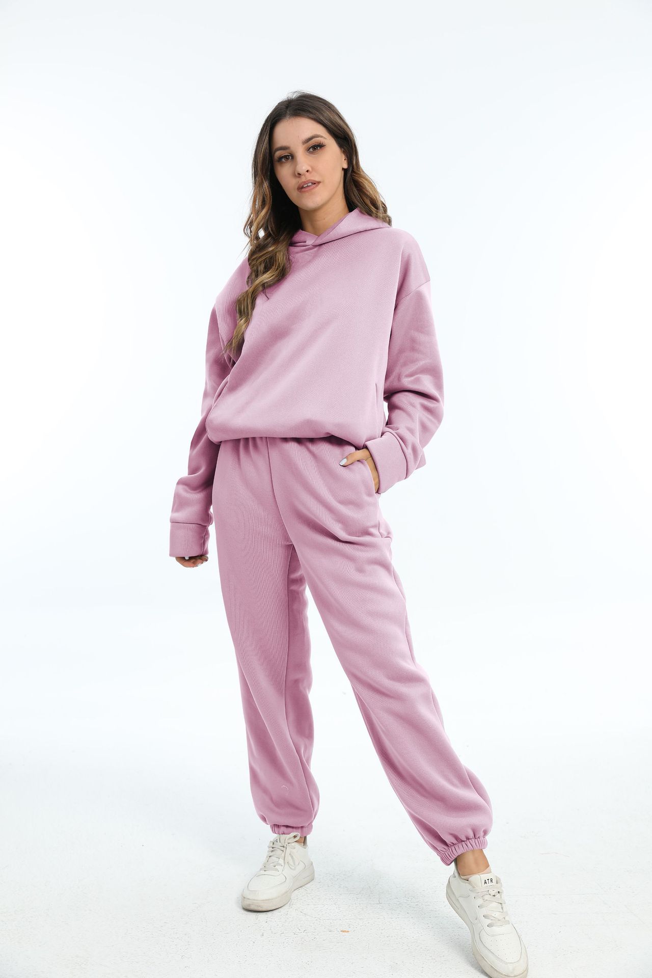 Women's Casual Thick Long-Sleeve Sweatshirt and Pants Two-Piece Set