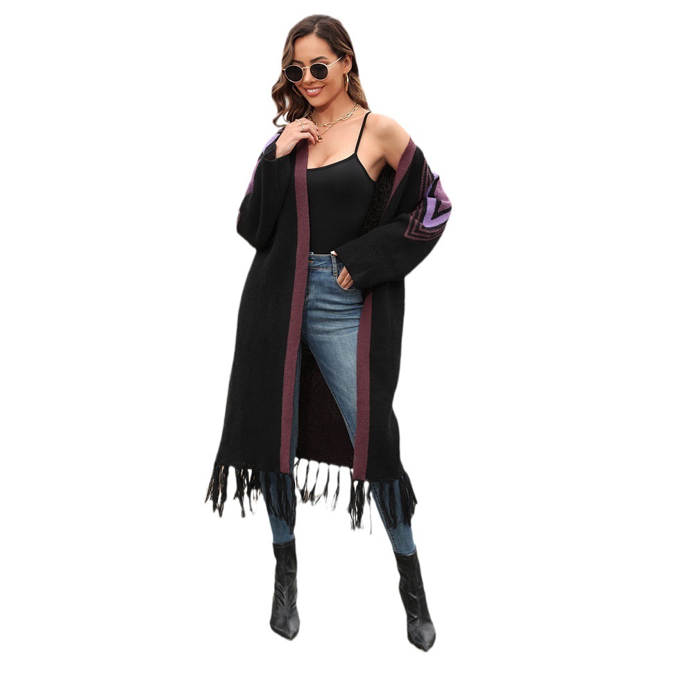Fringed Long Cardigan Sweater