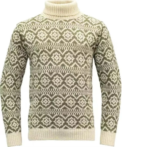 Men's Retro Argyle Turtleneck Sweater Loose Fit Pullover Knit
