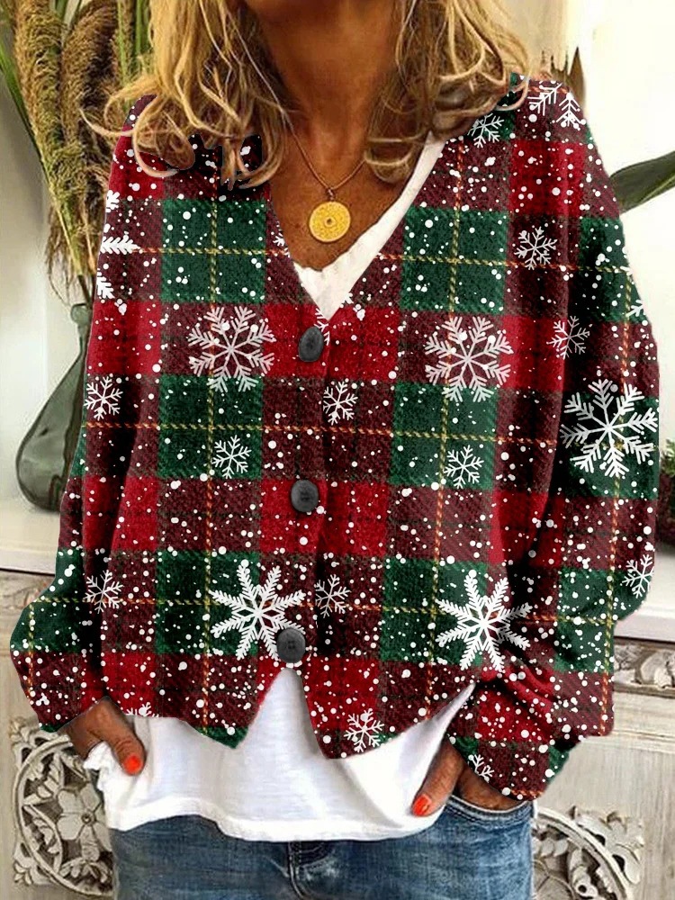 Abstract Print Open-Front Cardigan Sweater