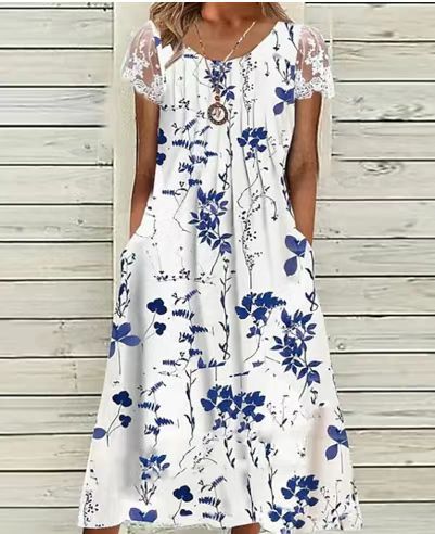 Women's Floral Print Sleeveless Midi A-Line Dress