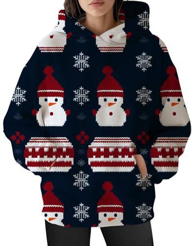 Women's Christmas Print Hoodie with Lantern Leaf Motif